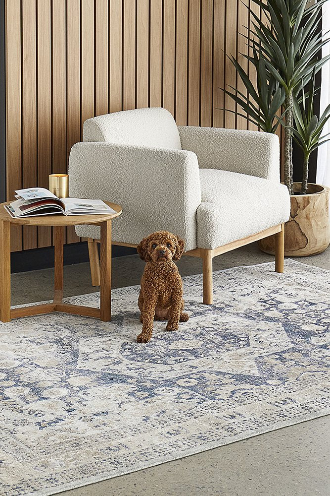 OLIVER FADED BLUE TRANSITIONAL FLOOR RUG