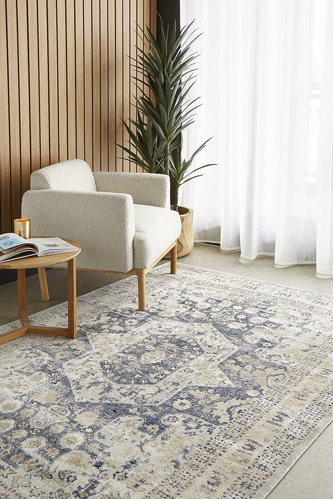 OLIVER FADED BLUE TRANSITIONAL FLOOR RUG
