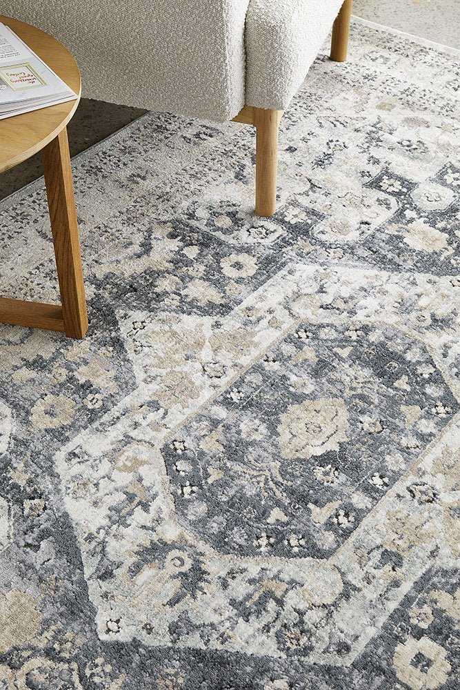 OLIVER FADED BLUE TRANSITIONAL FLOOR RUG