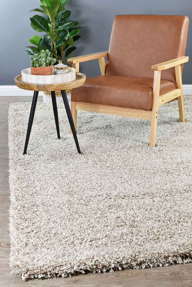 Orlando High dense Easy care Beige Shaggy Rug