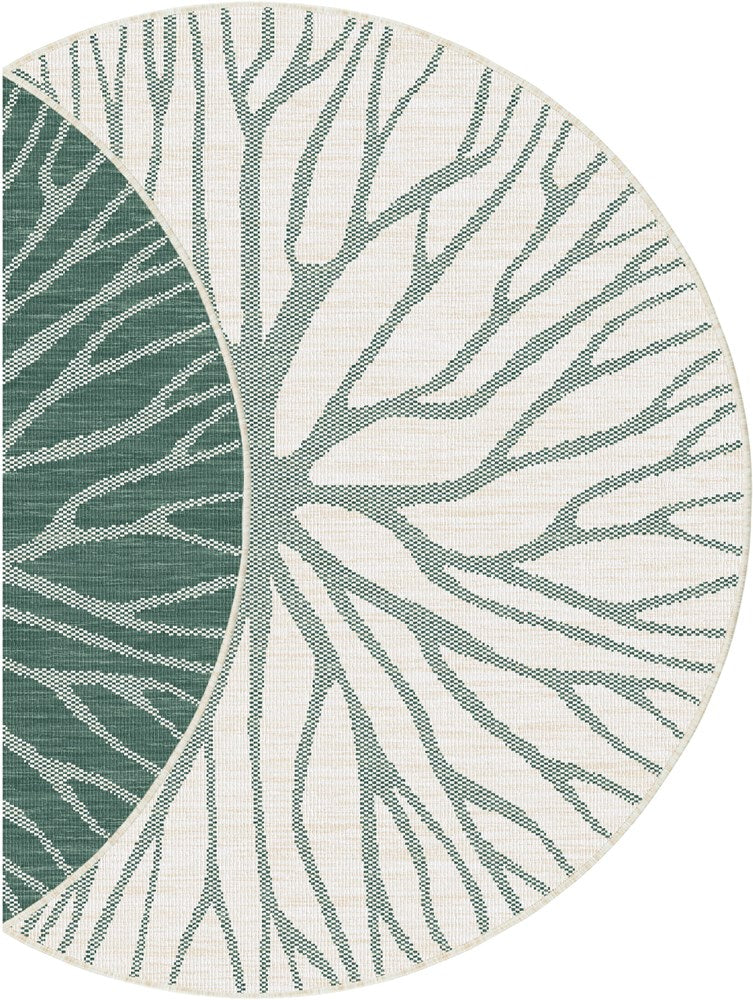 PLASMA REVERSIBLE GREEN INDOOR OUTDOOR ROUN RUG