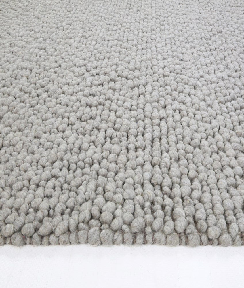 Fish Eye Pebbles Pure Wool ASh hand woven floor rug