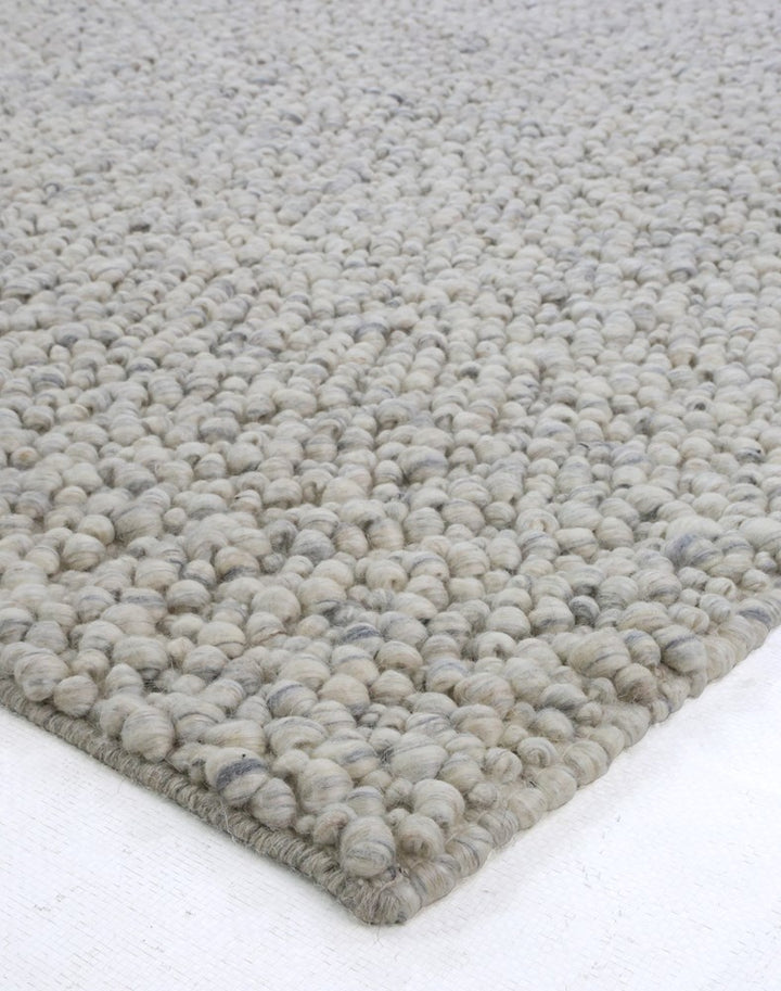 Fish Eye Pebbles Pure Wool GREIGE  hand woven floor rug
