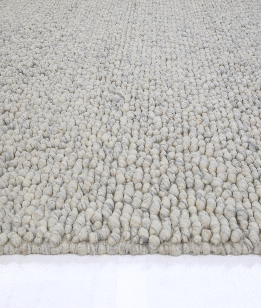 Fish Eye Pebbles Pure Wool GREIGE  hand woven floor rug