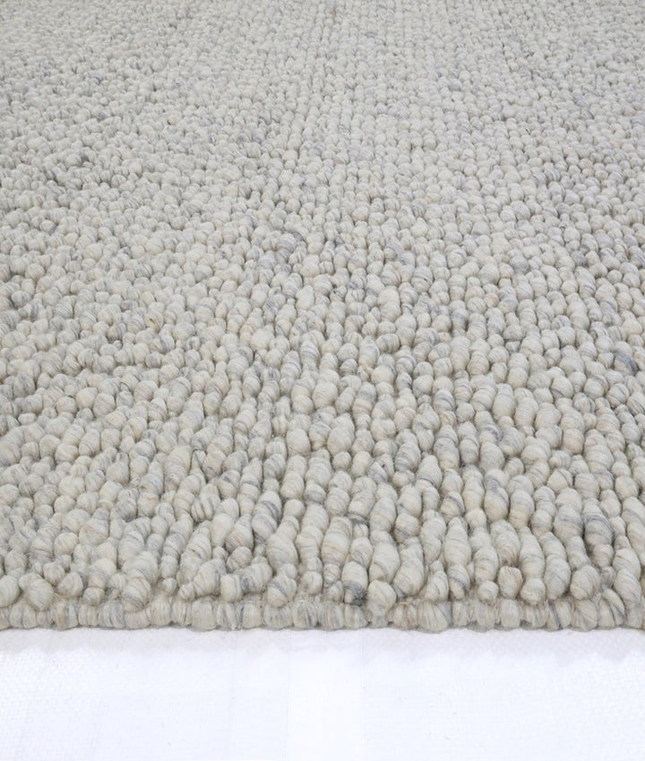 Fish Eye Pebbles Pure Wool GREIGE  hand woven floor rug