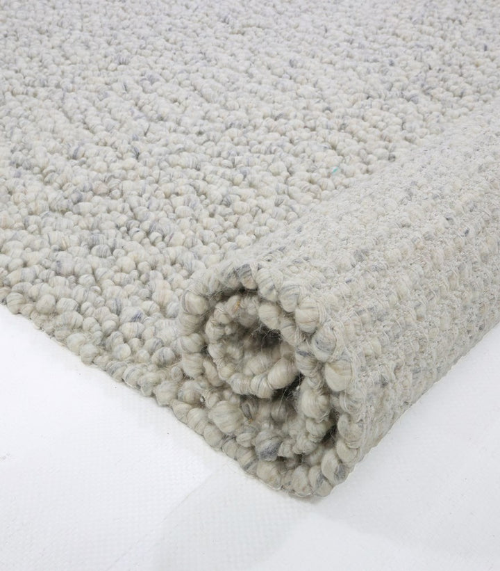 Fish Eye Pebbles Pure Wool GREIGE  hand woven floor rug