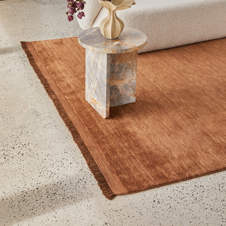 Fern COCOA Handloomed Pure Wool Rug