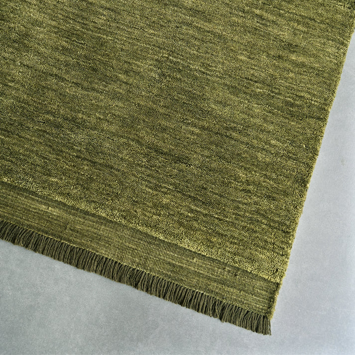 Fern Green Hand-Knotted Pure Wool Rug