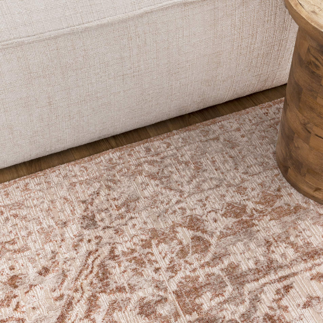 Solenne Beige & Rust Distressed Vintage Rug - S200