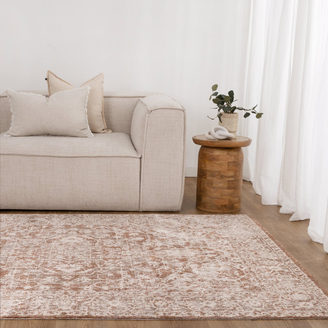 Solenne Beige & Rust Distressed Vintage Rug - S200