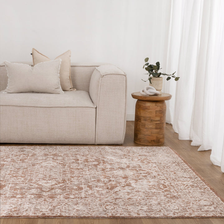 Solenne Beige & Rust Distressed Vintage Rug - S200