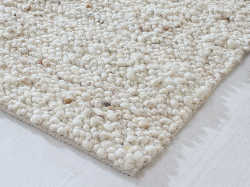 MARLEY IVORY BONE TEXTURED PURE WOOL RUG