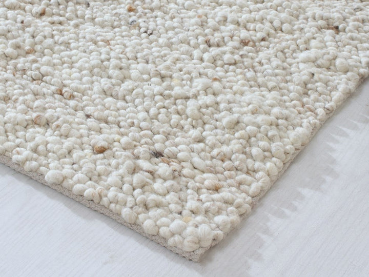 MARLEY IVORY BONE TEXTURED PURE WOOL RUG