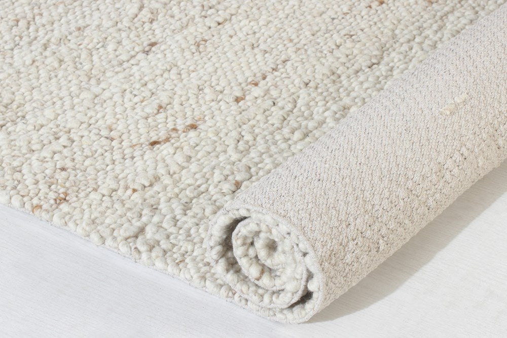 MARLEY IVORY BONE TEXTURED PURE WOOL RUG