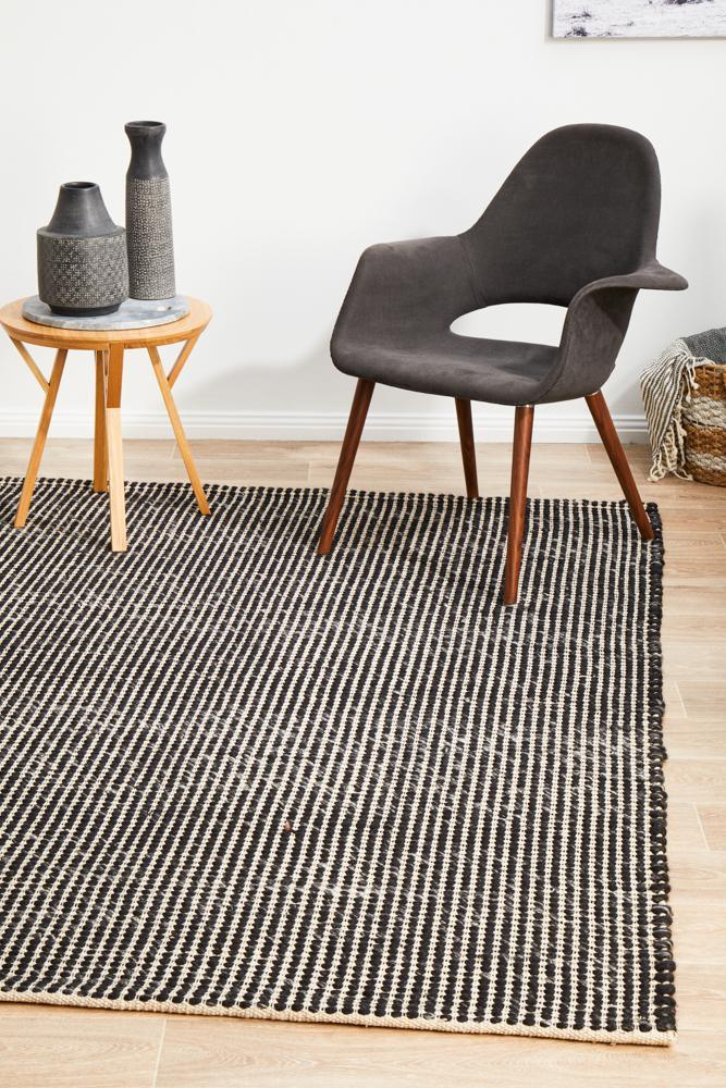 Skandi Black Flat Weave Floor Rug - All Modern Design