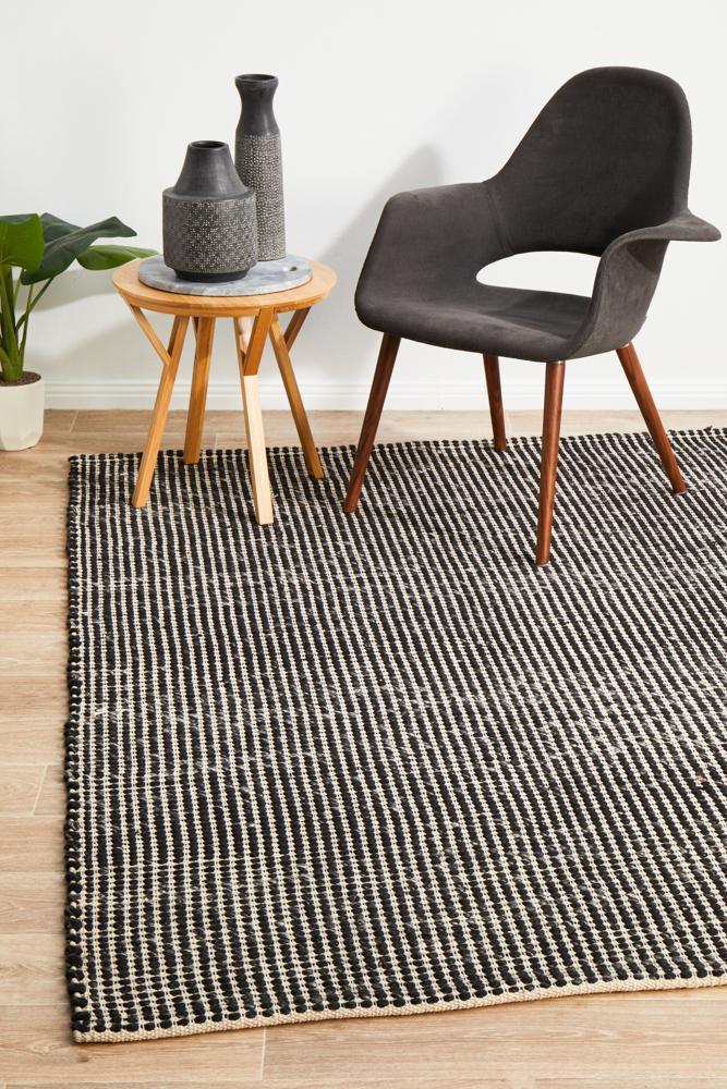 Skandi Black Flat Weave Floor Rug - All Modern Design