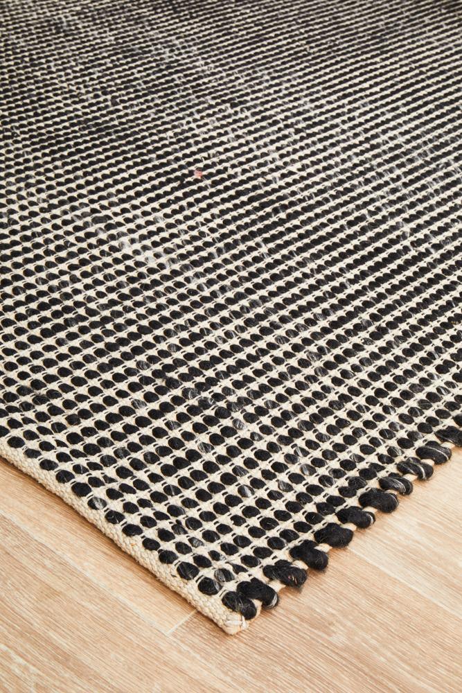 Skandi Black Flat Weave Floor Rug - All Modern Design
