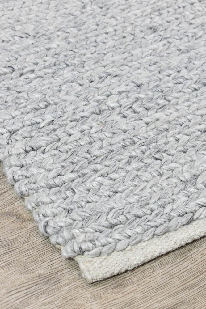 Vincent Braided  Hand Woven Fog Wool Rug