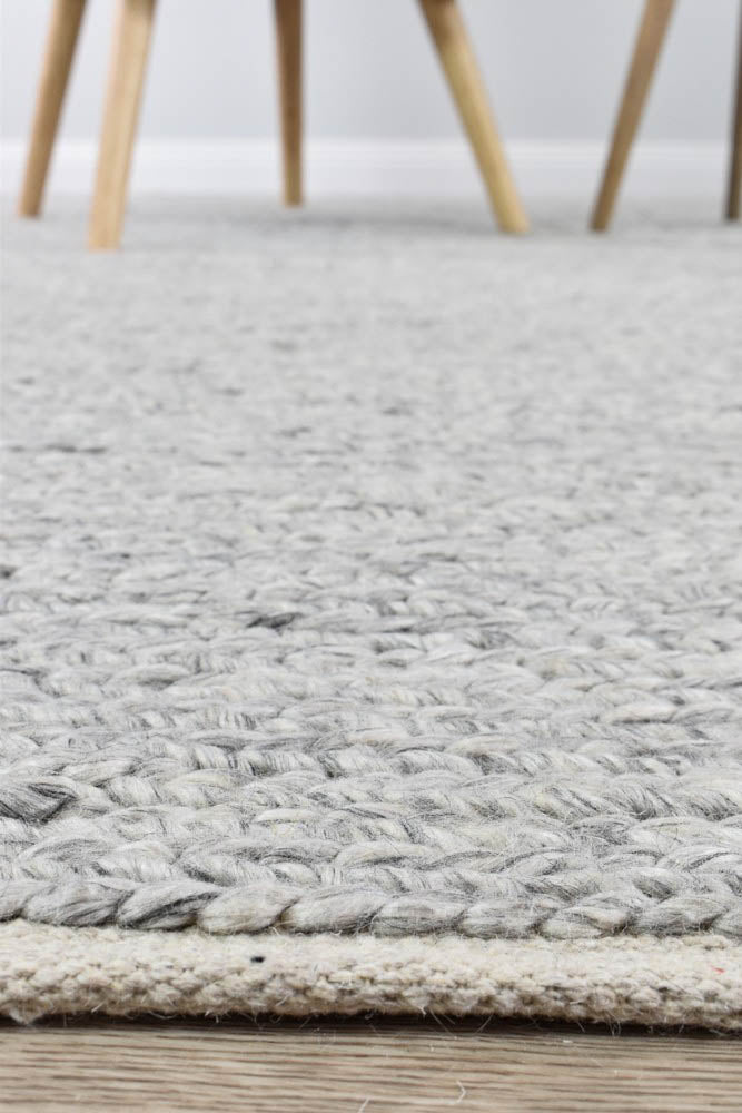 Vincent Braided  Hand Woven Fog Wool Rug
