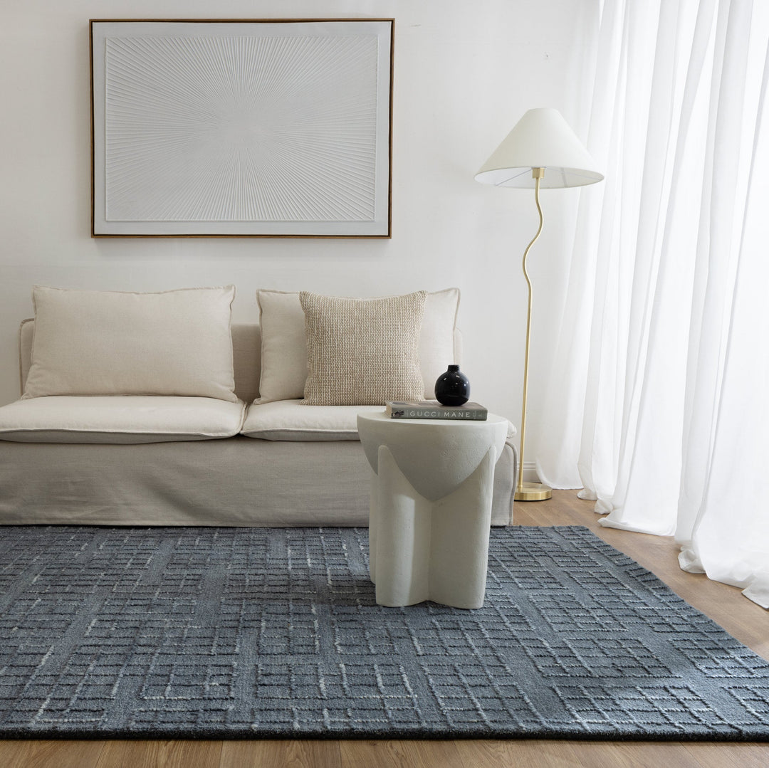 Casper Steel Blue Knitted Wool Rug