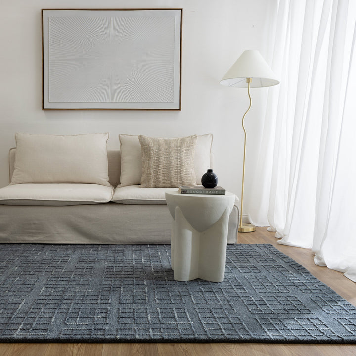 Casper Steel Blue Knitted Wool Rug