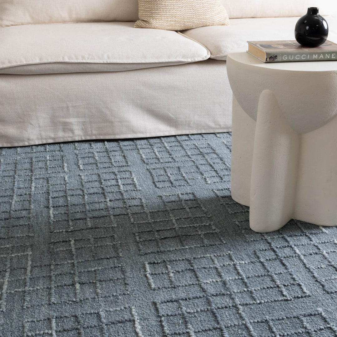 Casper Steel Blue Knitted Wool Rug