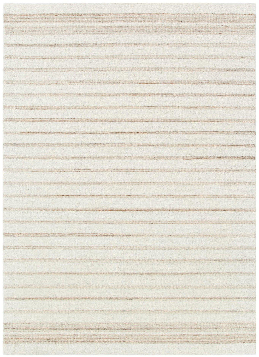 Praia Stripes Ivory Beige Wool Rug