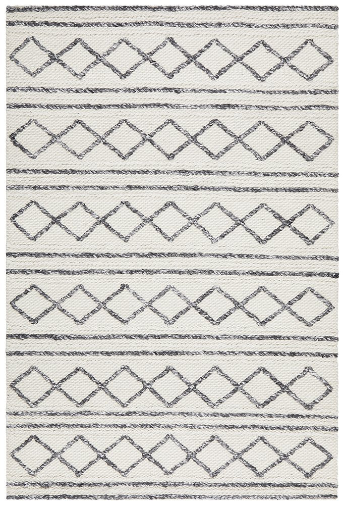 Studio Hand Woven White Grey Floor rug