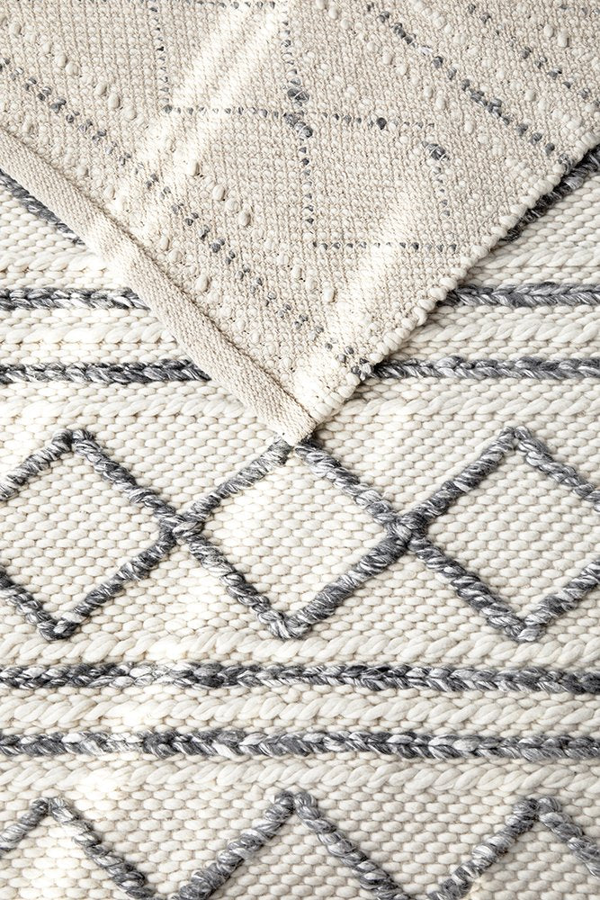 Studio Hand Woven White Grey Floor rug