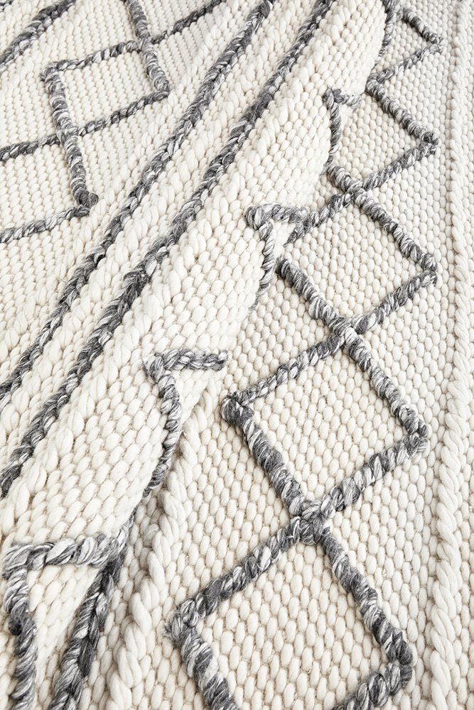 Studio Hand Woven White Grey Floor rug