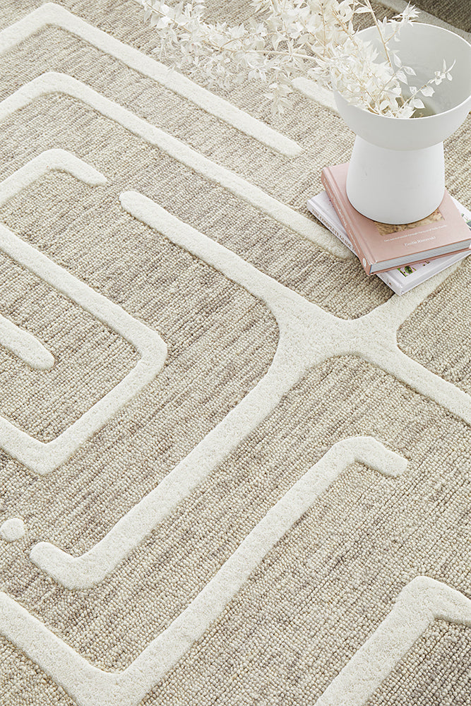Maze Linen hand Tufted FLoor rug