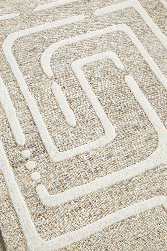 Maze Linen hand Tufted FLoor rug