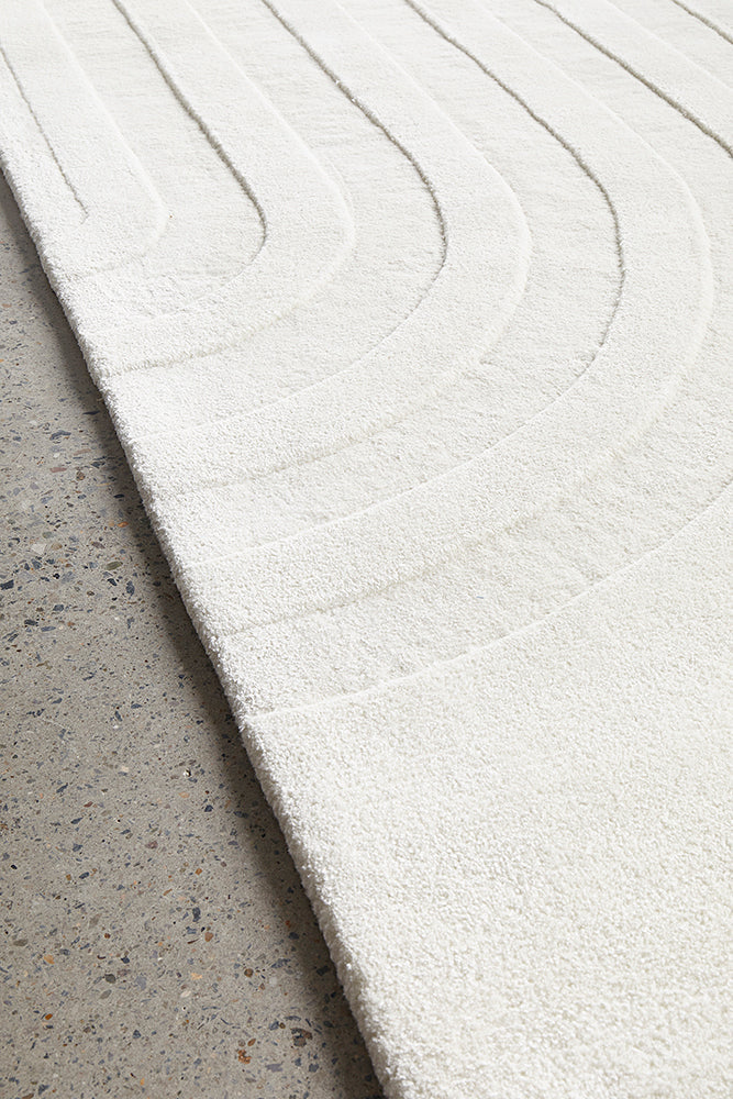 Trail White Hand Tufted Wook Blend Floor rug