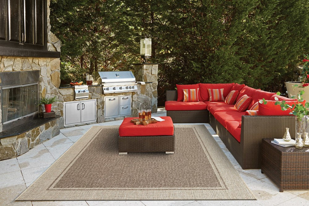 Terrace Frame Dark Stone  indoor outdoor latex back Floor rug