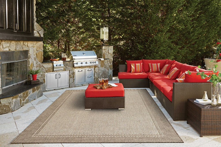 Terrace Frame light Stone  indoor outdoor latex back Floor rug