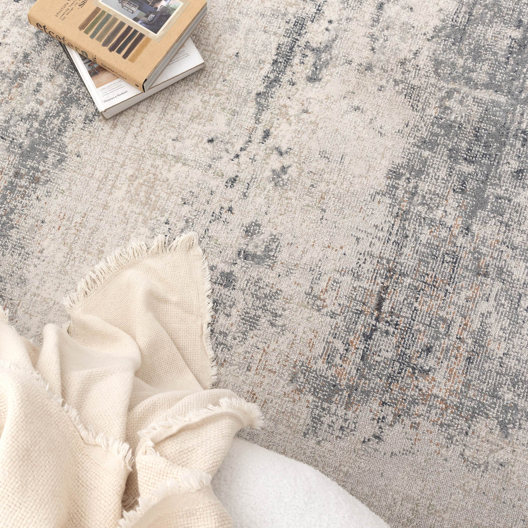 Toscana Distressed Splash Beige Blue Rug TOS5