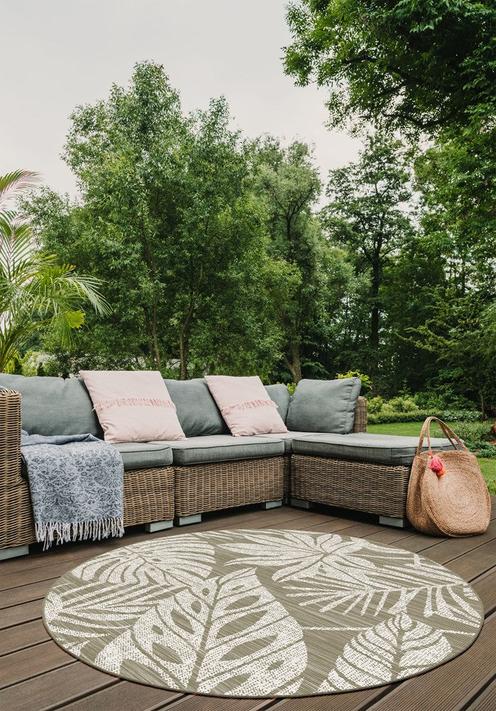 PALM REVERSIBLE LINEN INDOOR OUTDOOR ROUN RUG