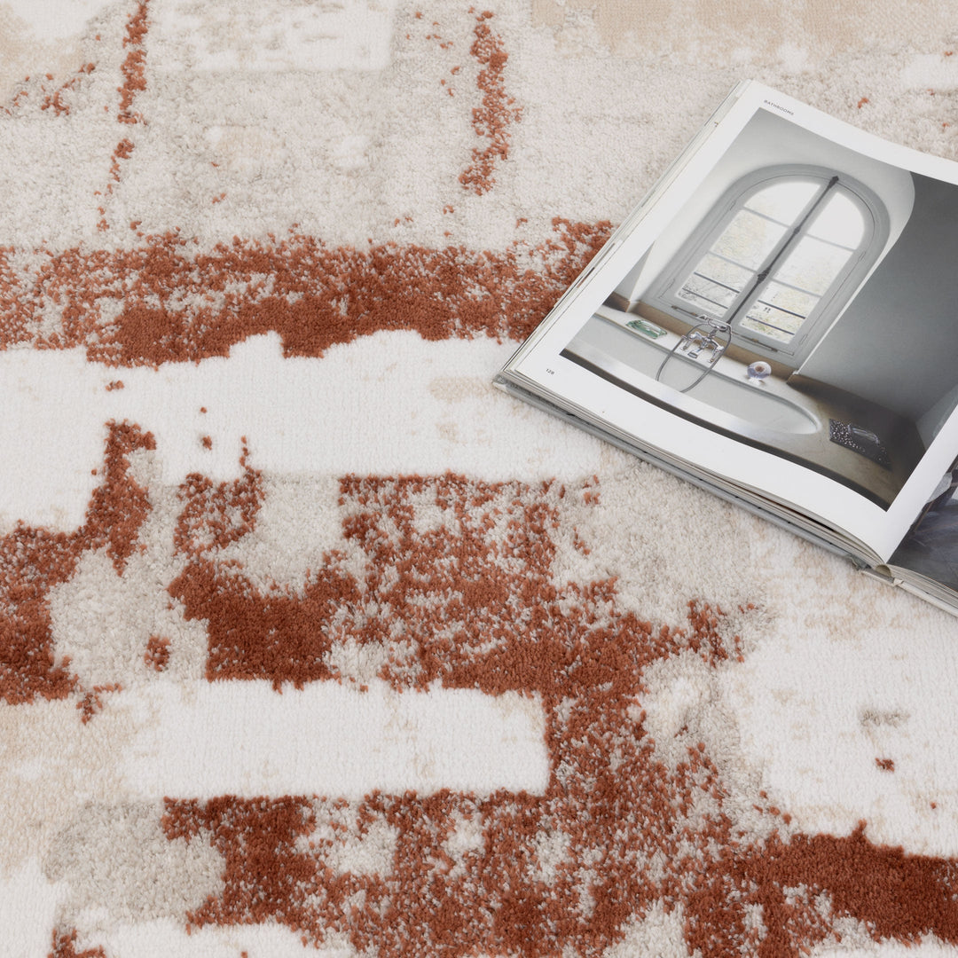 Wellington Abstract Wash Rust Rug - W010