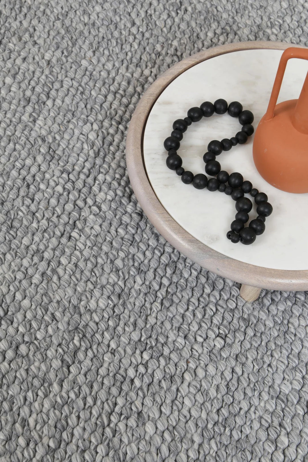 LOOPY GREY HAND WOVEN WOOL FLOOR RUG