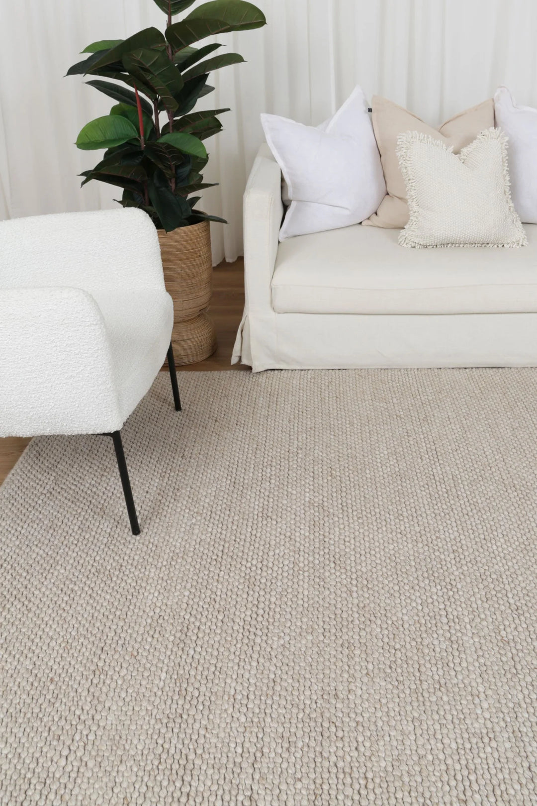 Waynar Beige  Wool floor rug