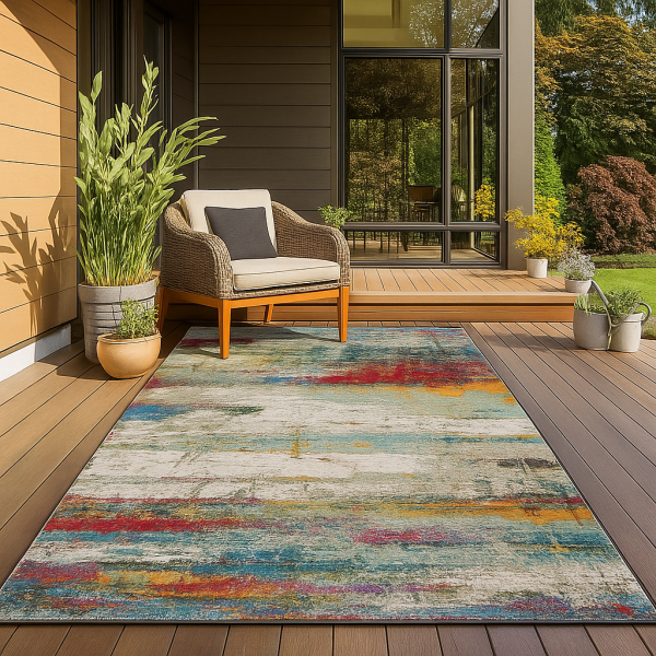 AMAZON INDOOR OUTDOOR GREY  MULTI FLOOR RUG