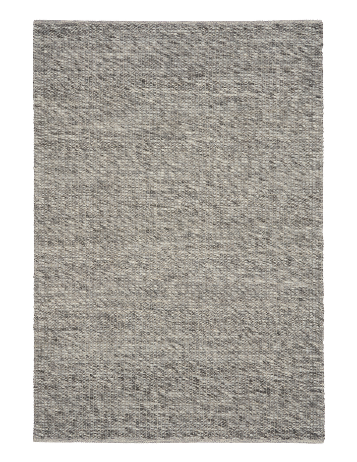 Oscar DARK Grey Ivory WOOL BLEND HAND WOVEN FLOOR RUG