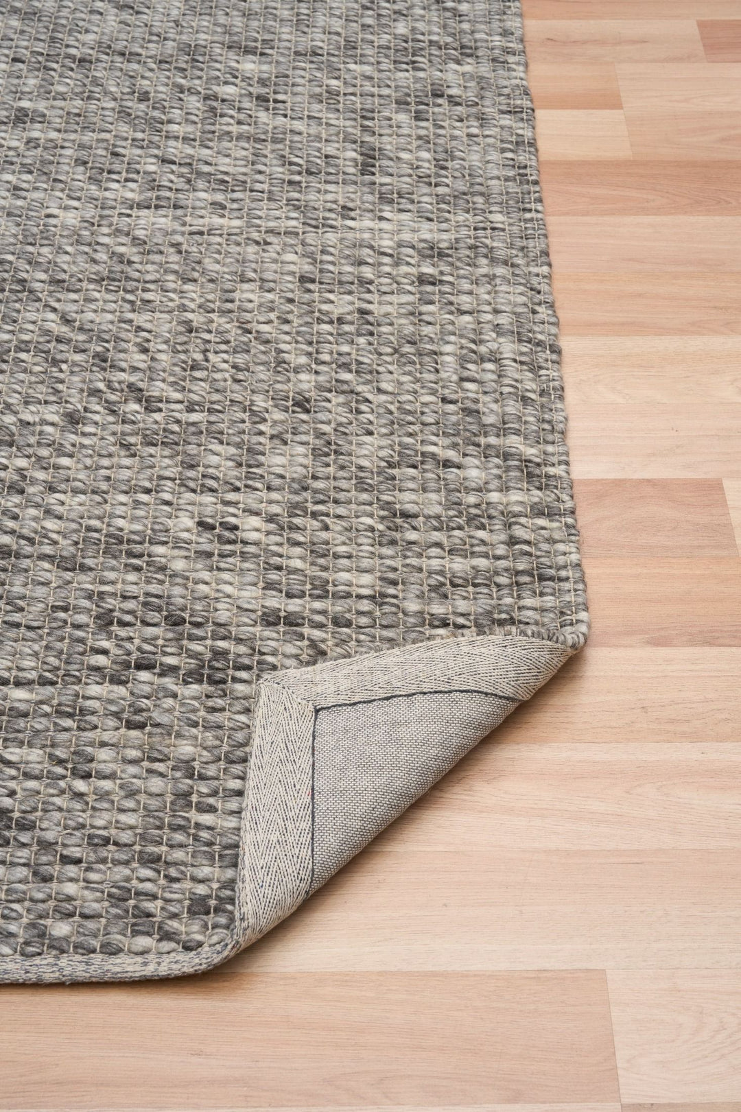 Oscar DARK Grey Ivory WOOL BLEND HAND WOVEN FLOOR RUG