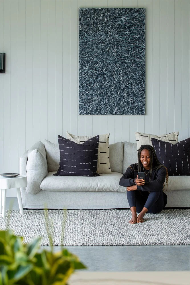 Fish Eye Pebbles  Grey Cream Specle Textured Pure wool floor rug