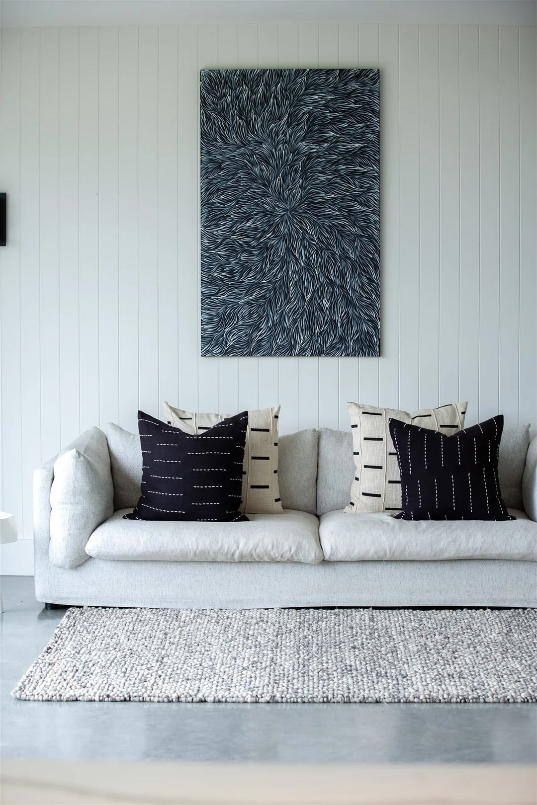 Fish Eye Pebbles  Grey Cream Specle Textured Pure wool floor rug