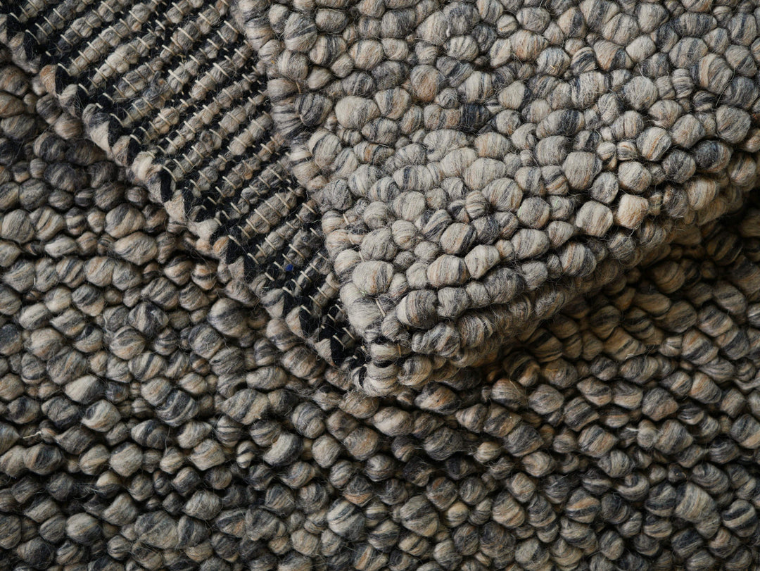 Fish Eye Pebbles Char Grey Cream Speckle Pure Wool hand woven floor rug