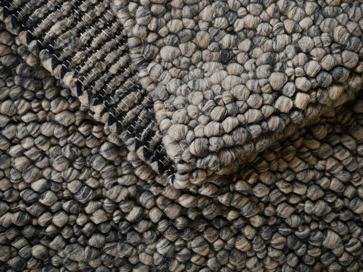 Fish Eye Pebbles Char Grey Cream Speckle Pure Wool hand woven floor rug