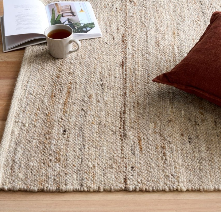Harmony bEIGE Hand Woven Wool floor rug