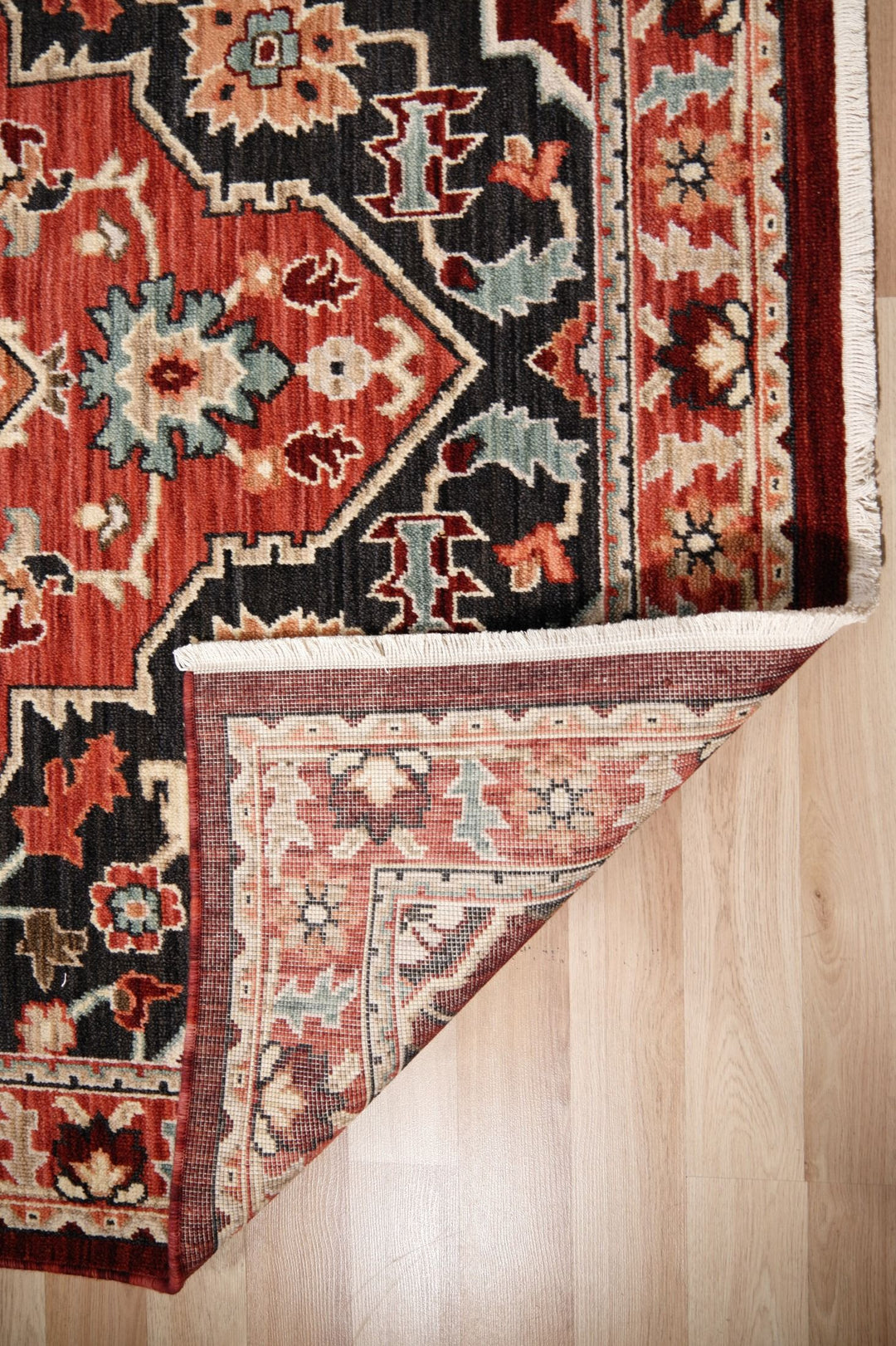 KASHMIR BLACK RUST WOOL FLOOR RUG