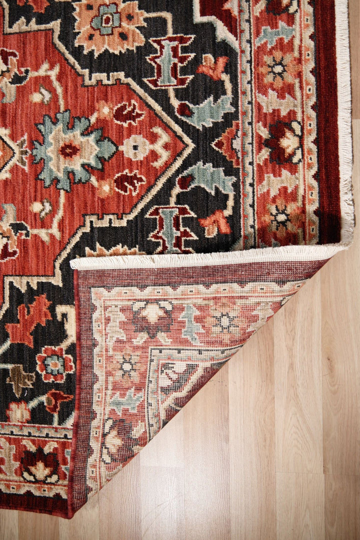 KASHMIR BLACK RUST WOOL FLOOR RUG